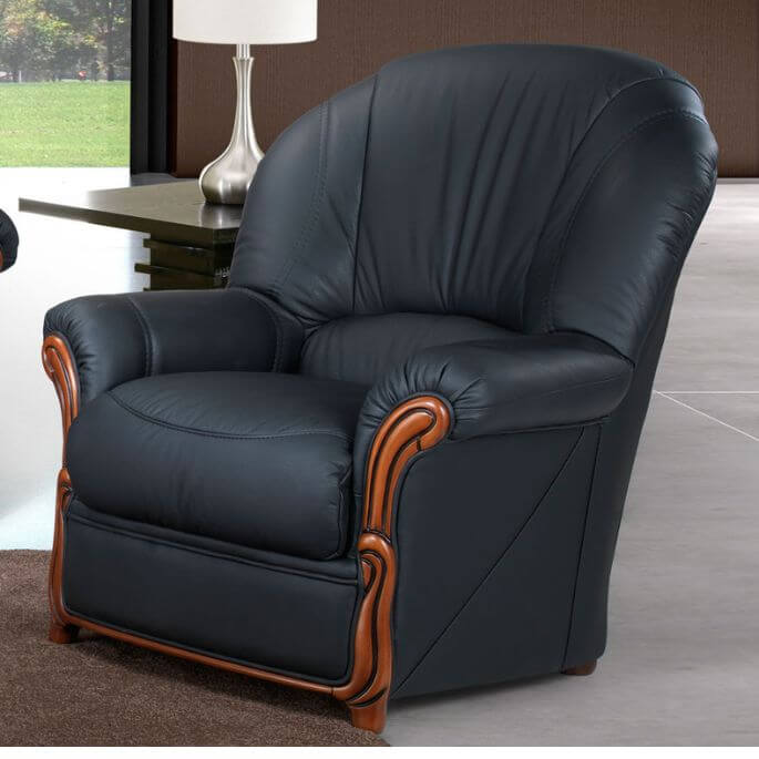 Fauteuil fixe contemporain en cuir noir Cobra